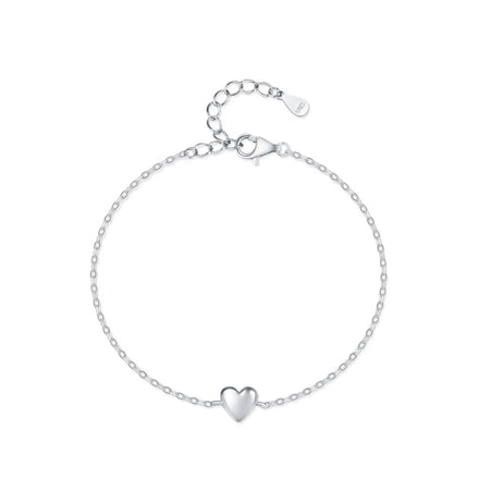 SL1700 925 Sterling Silver Minimalist Smooth Heart Bracelet Charm Link Chain Adjustable Bracelet for Fine Female Fashion Jewelry