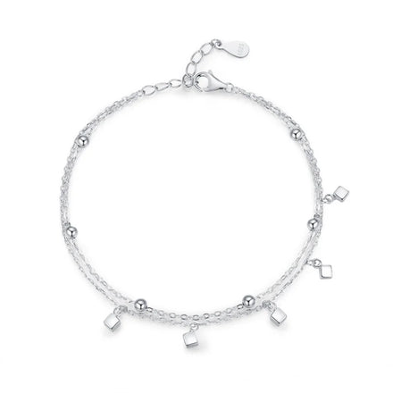 SL1661 925 Sterling Silver Fashion Simple Sterling Silver Block Line Chain Women's Bracelet Classic Charm Wedding Jewelry