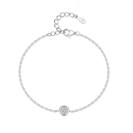 SL1699 925 Sterling Silver Round Cubic Zirconia Adjustable Bracelet Fashion Crystal Wedding Lady Classic Romantic Jewelry