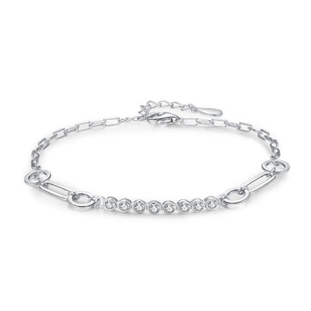SL1695 925 Sterling Silver Shiny Zircon Link Splice Adjustable Bracelet for Women Birthday Gift Fine Jewelry