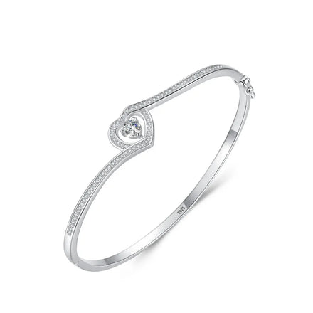 SZ162 Classic Bangle 925 Sterling Silver Micro Inlaid Zircon Heart Charm Bracelet for Women Jewelry Making