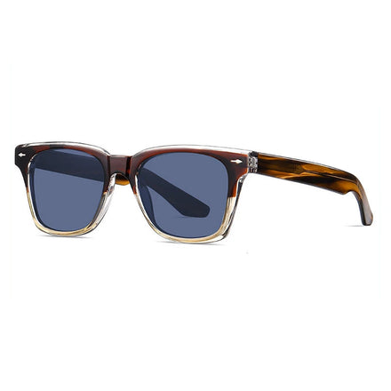 2025 New Retro Acetate & TR90 Sunglasses Unisex Polarized UV400 Sun Shades Custom Logo Blue and Gold Frame for Men and Women