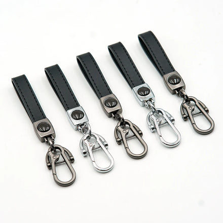 Wholesale Customizable Vintage Keychains Genuine Leather Car Logo Lanyard Fashionable Metal Carabiner Various Styles Available