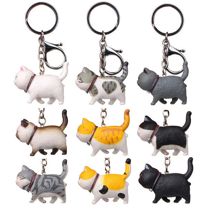 Creative 3D Stereoscopic Plastic Cat Keychain with Carabiner Digital Printing Cute Pet Animal Bag Pendant