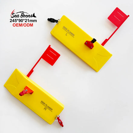 New Yellow ABS Side Planer Board with Clip Flag Downrigger System for Off-Shore Sea Fishing Boat Trolling Tackle for River
