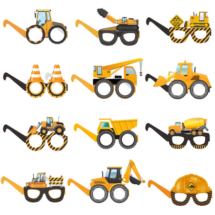 Wholesale Children's Birthday Party Decoration Paper Glasses Excavator Dump Truck Engineering Vehicle Styling