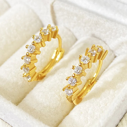 Foxi 18K Gold Plated Wholesale Jewelry Cubic Zirconia Simple Classic Round Huggies Hoop Women's Earrings