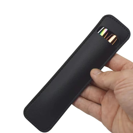 Hot Sale Custom Luxury PU Leather Pen Sleeve Case Elastic Holder Pouch Bag for Gift Use