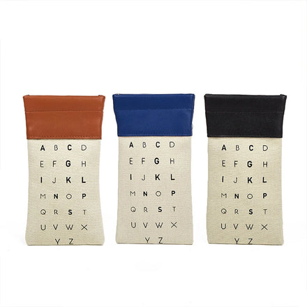 Wholesale Letter Glasses Cases Bag Canvas Leather Splicing High Quality Glasses Storage Portable Student Eyeglasses Bag