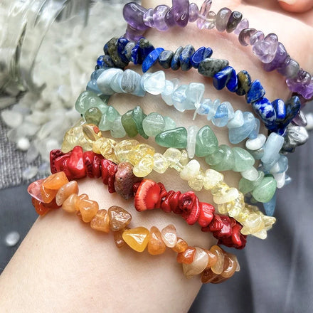 7 Chakra Healing Crystal Chip Bracelets Natural Irregular Stone Beaded Bracelets for Women Lucky Bracelets