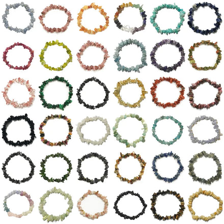 Irregular Natural Gemstone Chip Bracelet Genuine Crystal Beaded Stretch Bracelet for Women Boho Style