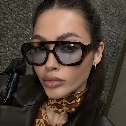 New Fashion Double Bridge Sunglasses Women European&American Colors Collision square Frame Designer Shades Sunglasses CustomLOGO