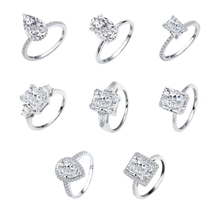 For 925 Sterling Silver Waterproof Wedding Radiant Cut Moissanite Pave Setting Rhodium/Gold Plated Engagement Ring for Women