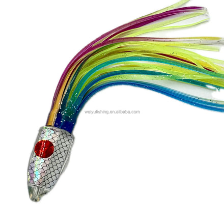 Tuna Bullet Resin Head PVC RUbber Skirt Saltwater Fishing Lure Offshore Big Game Trolling Fishing Tackle
