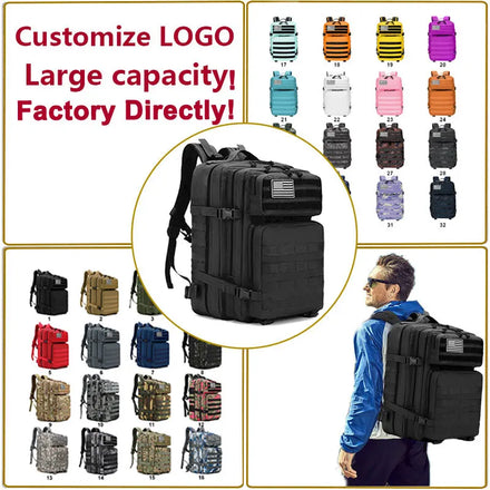 Wholesale Custom Gym Hiking Pack Rucksack Hunting Tactical Backpack 45L Molle Large Capacity Zipper Closure Waterproof Unisex