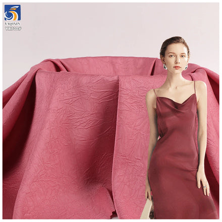 YX730-1 Fashion Dress Ladies Jacket Suit Fabric Single Sided Embossed Wrinkled Crepe Chiffon Fabric 100% Polyester