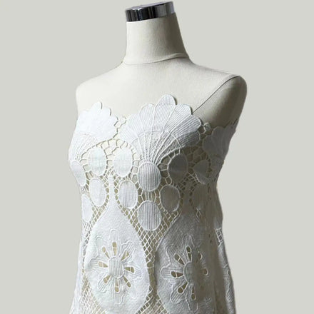 YX753 Custom Square Grid Mesh Water Soluble White Lace Fabric With Pattern Lace Milk Silk Lace Fabric for Dress