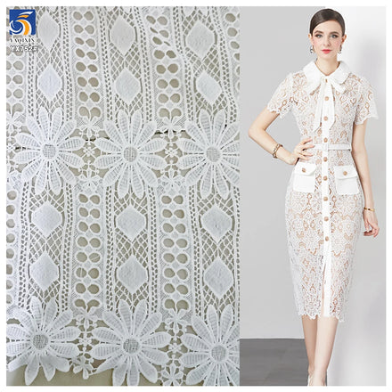 YX752 2025 Latest Water-Soluble Lace Embroidery Water-Soluble Fabric Geometric Flower Pattern Milk Silk Lace Fabric