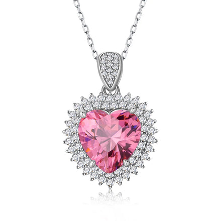 Hot Sale S925 Sterling Sliver Pink Heart 12*12mm Pendant Necklace for Women Fashion Jewelry Valentine's Day Gifts Necklace