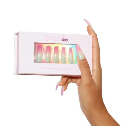 Eco Friendly Magnetic Personalize Special White Pearl Nail Cardboard Paper Box Press on Cosmetic Nail Packaging Box with Window