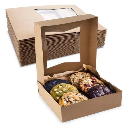Eco-Friendly Fast Food Catering Crepe Paper Box Dividers Embossed Window Food Grade for Bakery for Sushi Egg Tart Chocolate Su