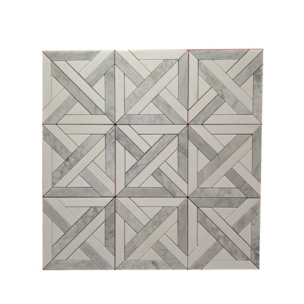 Modern Design Polished Crystal White Carrara Marble Mosaic 10mm Thick Floor Wall Tiles for Bathroom Interior Wall