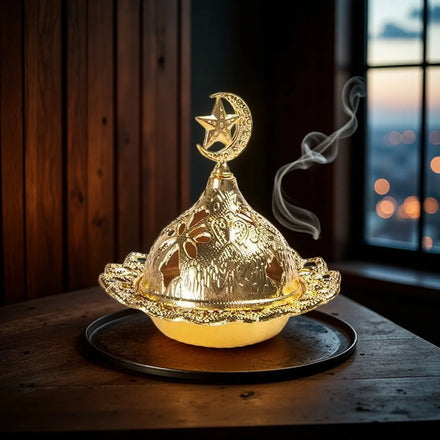 Cross-Border Golden/Sliver Hollow Metal Armour Censer Tower Manufactured Middle East Arab Sandalwood Scented Wood Star Anise for