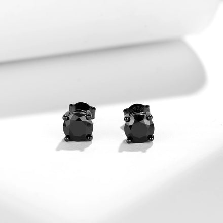 Elegant Black Stud Earrings with Premium Moissanite Stones Classic 4-Prong Design Hypoallergenic and Durable for Men and Women