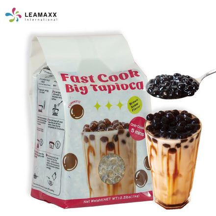 2026 Leamaxx Fast Cook 2.3mm Tapioca Topping Brown Sugar Flavor Bubble Milk Tea Preservative Bag Packaging Black 8 Months Shelf