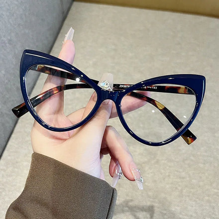 Cat Eye Women's Frames for Eyeglasses Anti Blue Light Optical Flat Glasses Butterfly Shaped Gradient Color Eyeglasses Frames