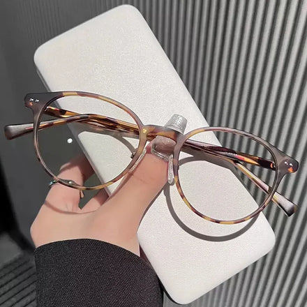 High Quality Eyeglasses Frames for All Face Anti Blue Light Flat Glasses Leopard Print Small Round Eyeglasses Frame Wholesale