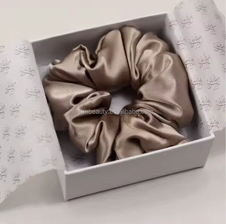 Custom Logo 100% Pure Mulberry Silk Scrunchies Headband Ponytail Hair Ties Skin-friendly for Women & Kids