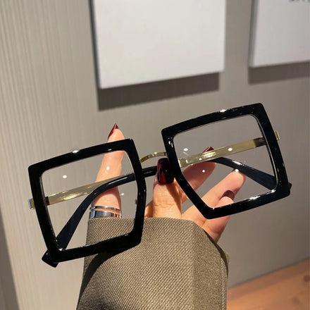 High Quality Eyeglasses Frames for All Face Anti Blue Light Flat Glasses for Women Large Square Metal Eyeglasses Frame Wholesale