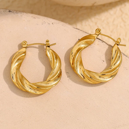 Dreamshow Classic Twisted Earring Fashion Hoop Earring Anti Tarnish Jewelry Waterproof Stainless Steel Earrings