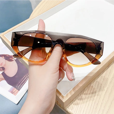 Wholesale Fashion Sunglasses Women Outdoor UV400 Shades Sun Glasses One Piece Large Oval Frame Y2K Designer Sunglasses for Men