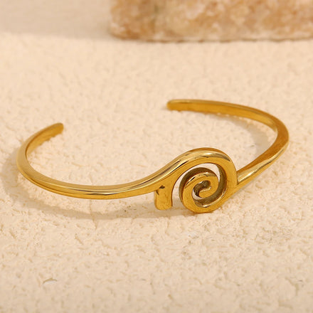 Dreamshow Donut Waterproof Bangles 18k Gold Plated Jewelry Fashion Cuff Bangle Stainless Steel Jewelry