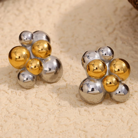 Dreamshow Mix Color Gold Silver Bubble Stud Earring for Women Fashion Jewelry 18k Gold Plated Stainless Steel Jewelry