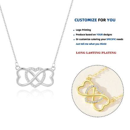 DY933 Fashion Jewelry S925 Sterling Silver Digital 8 Heart Shaped Pendant Heart Set Diamond Necklace for Women's