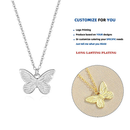 DY944 Temperament Sweet Zircon Crystal Butterfly Pendant Necklaces for Women Trendy Ladies Neck Chain Jewelry