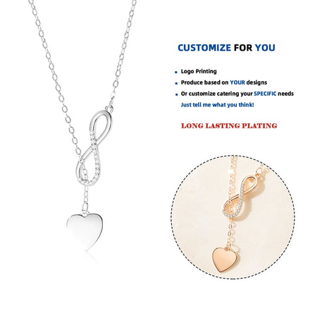 DY919 Fine Jewelry 925 Sterling Silver Infinity Heart Forever Love Chain Pendant Necklace Zircon Jewelry for Women