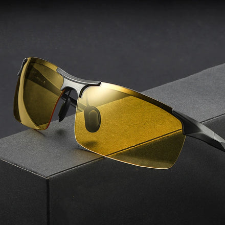 New Square Half Frame Sun Glasses Light Enhancing Changing Color Outdoor Driving Polarized Sunglasses Men Night Vision Glasses