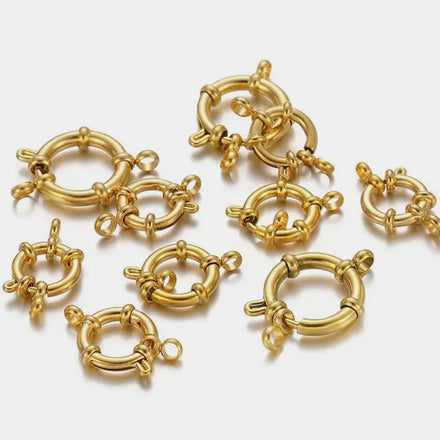 Waterproof Stainless Steel Round Spring Clasps Hook for Jewelry Making Bracelet Necklace Clasp Connectors