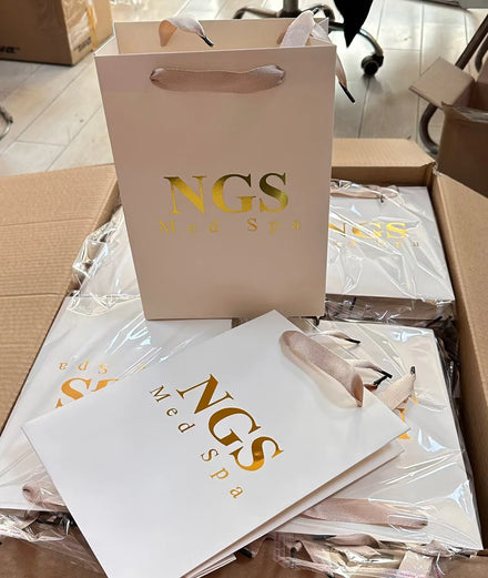 Fashion Grocery Boutique Retail Paper Bag Custom Ribbon Handle Paper Shopping Bags Cosmetic Jewelry Clothes Gift Paper Bag
