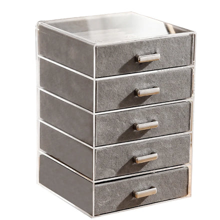 Wholesale Price Large Capacity Multi Drawer Duatproof Flocked Jewelry Display Boxes