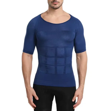Wholesale Breathable 140D Seamless Men's Body Shaping Vest Short Sleeve Top for Tummy Control Knitted Garment