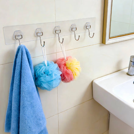 Stainless Steel Hangers Crystal Clear Adhesive Hooks for Transparent Aesthetic Decor