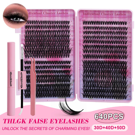Natural Faux Mink Handmade 30D 40D 50D D for Pre-Cut Segment DIY Cluster Lashes Kit Full Strip Eyelashes with Private Label