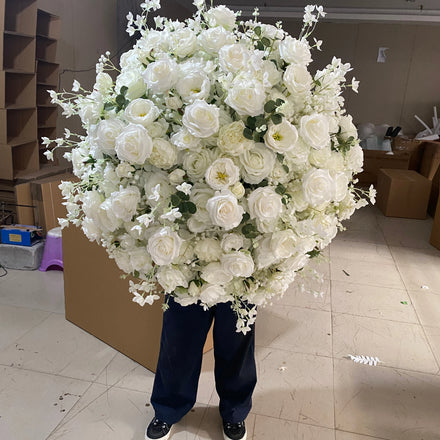 Customization 50cm 60cm 70cm White Red Large High Simulation Rose Arrangement Artificial Wedding Flower Ball Mother's Day