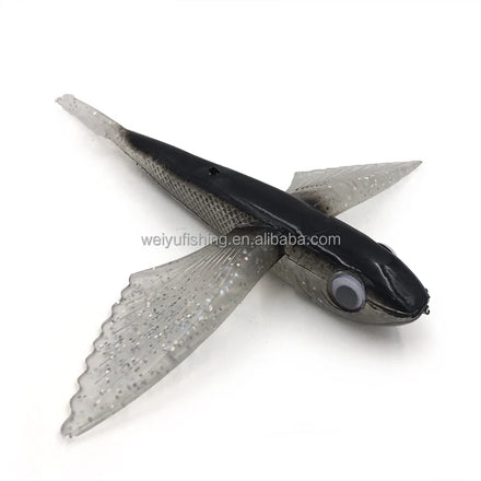 High Quality 21cm Soft Plastic Flying Fish Lure Pearl Yummy Flyer Mahi Tuna Wahoo Soft Lures With 3d Eye Fishing Lure with Hook