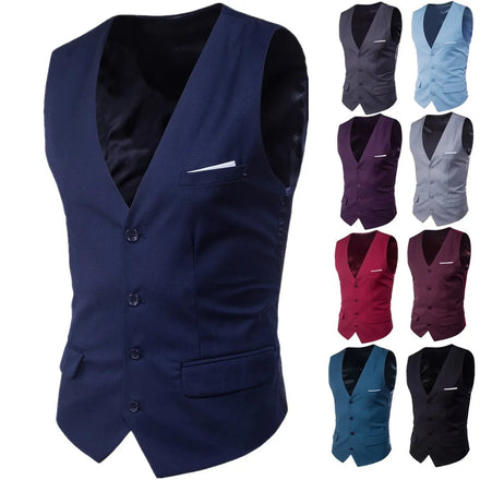 Oem Customized logo Design Foreign Trade Vest CoatMen Slim Vest Pure Color Business Wedding Vest Coat